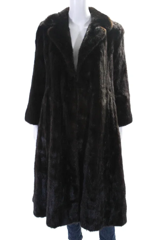 Christian Dior Womens Knee Length Mink Fur Coat Jacket Brown